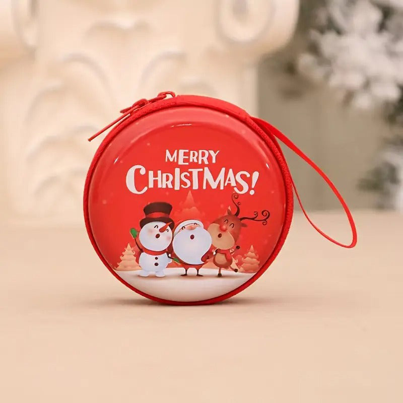 Personalization name Festive Red PVC Christmas Coin Purse