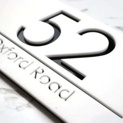 Laser Cut Matt Black & Gold Mirror Floating House Sign Door Address Laser Number Plaques
