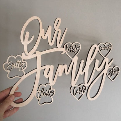 Our Family Personalised Wooden Sign, Custom Family Sign, Wooden Wall Sign