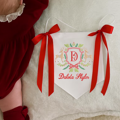 Custom Baby Banner Merry Christmas 2025, Welcome Banner with Deer