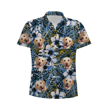 Personalized Photo Hawaiian Shirt Custom Dog Cat Face Holiday Tropical Pattern Shir