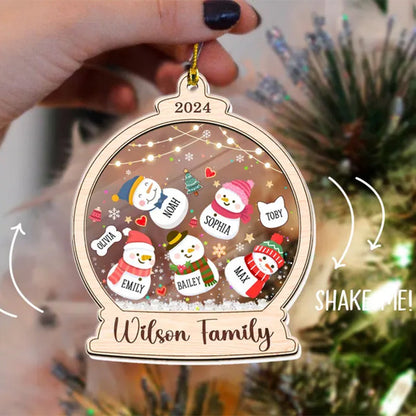 Bulk Discount Custom Snowman Family Shaker Ornament