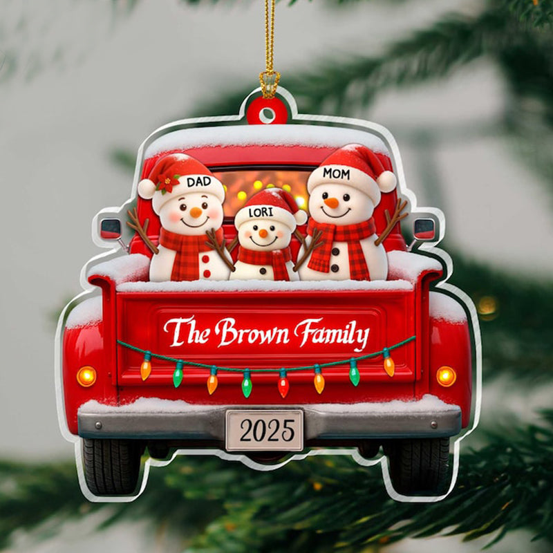 Personalized Snowman Family Christmas Ornament