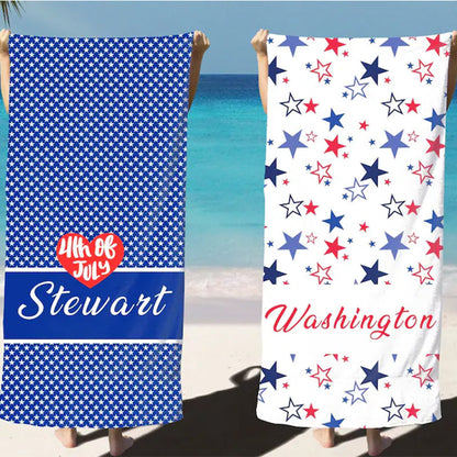 Custom Patriotic Beach Towel for Independence Day Celebration