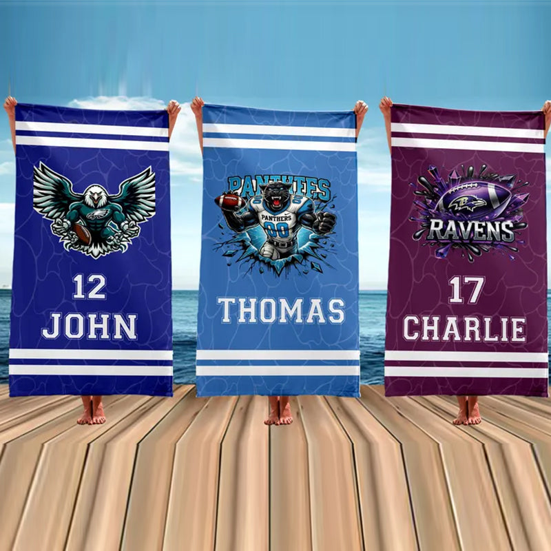 Custom Football Towel, Christmas Gift, Football Team Towel with Name