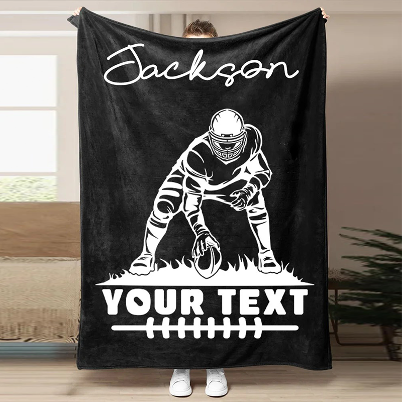 Football Customized Name and Number Blanket