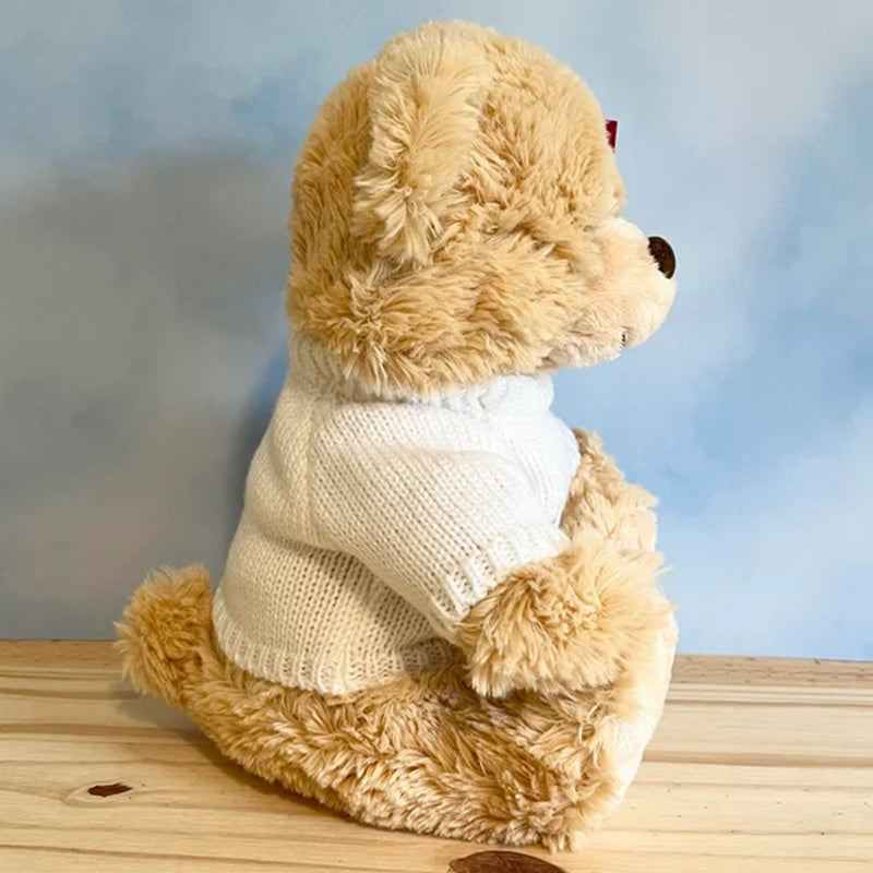 Personalized Teddy Bear - Custom embroidered white knit sweater