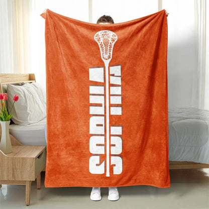Personalized Lacrosse Blanket - Custom Name Sherpa Fleece Throw