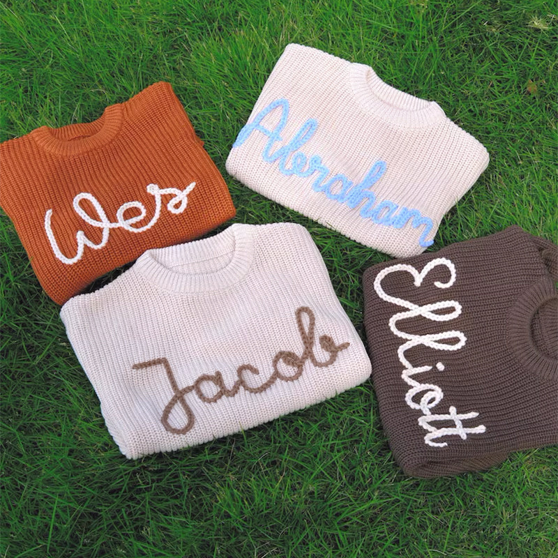 Custom Name Baby Sweaters | Personalized Hand Embroidered Name Baby Sweaters