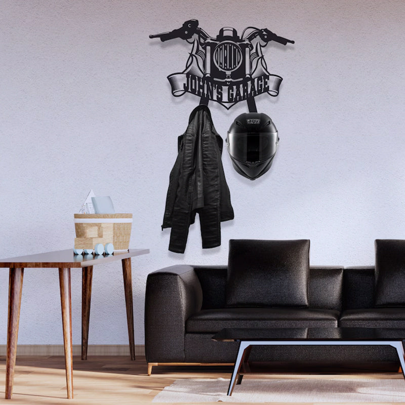 Custom Metal Motorcycle & Helmet Holder, Harley Davidson Gift