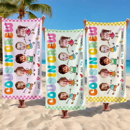Personalized Cousin Crew Beach Towel With Names, Beach Towel For Cousin