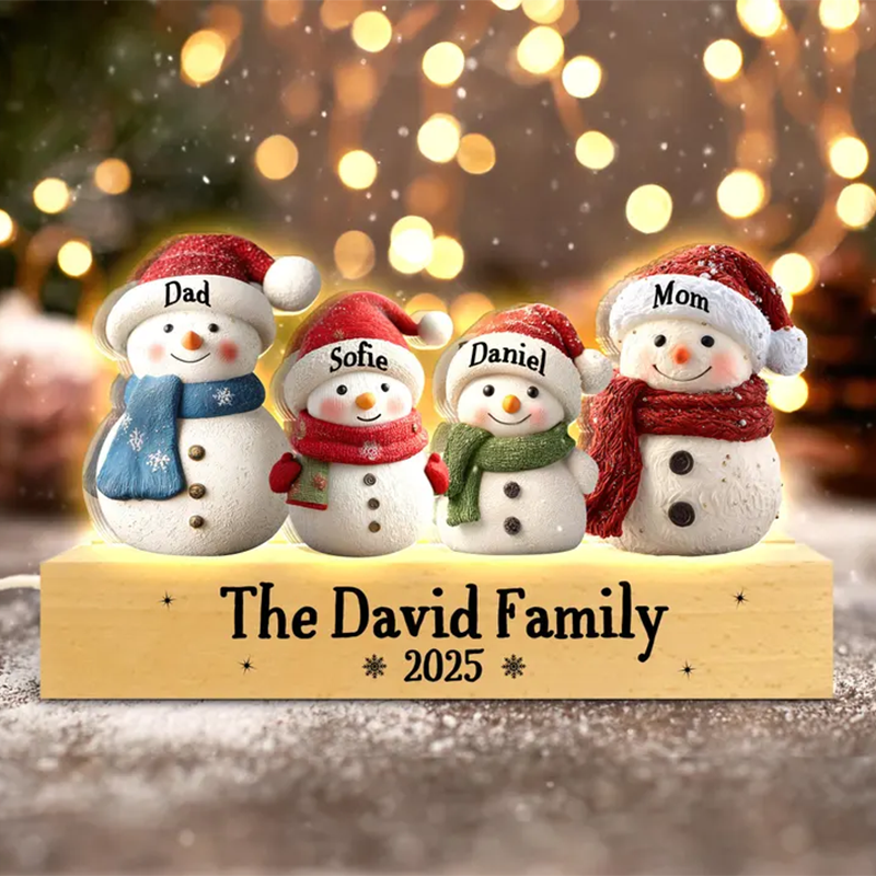 Custom Snowman Family Christmas Night Light