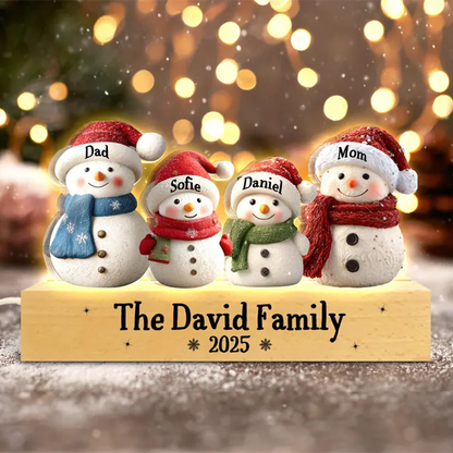 Custom Snowman Family Christmas Night Light