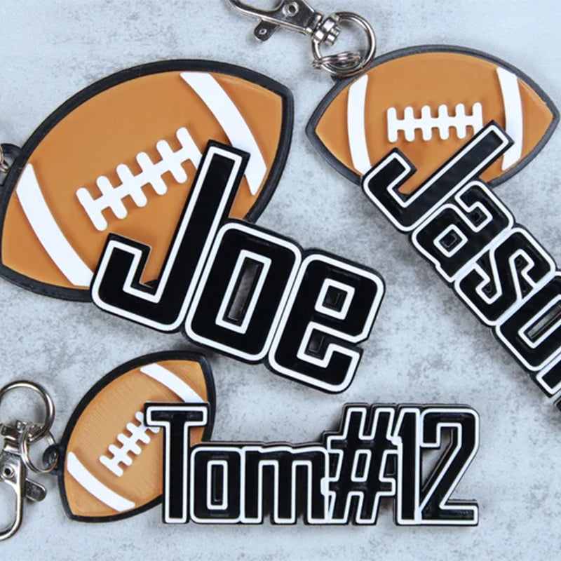 Football Keychain. Football Name Tag Keychain. Football Backpack Name Tag