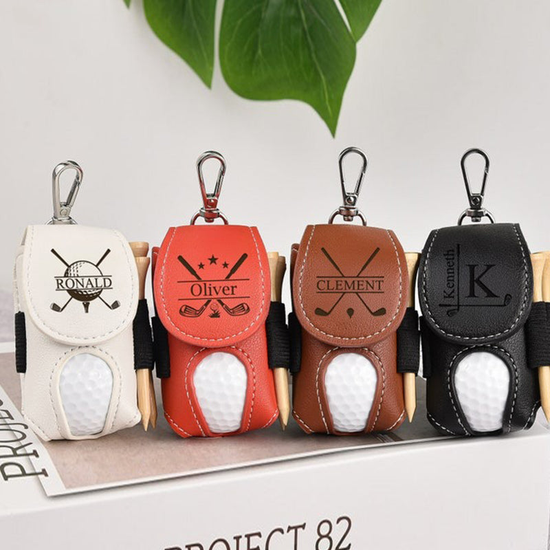 Leather Personalized Golf Ball Bag-Golf Ball And Tees Holder-Golf Holder-Accessories