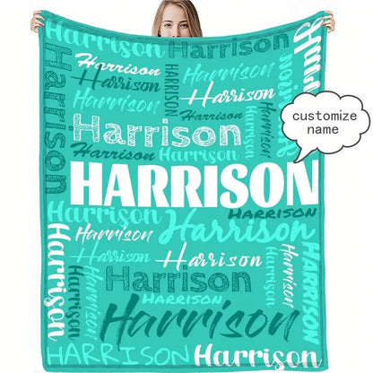 Personalized Name Throw Blanket, Contrast Color Design