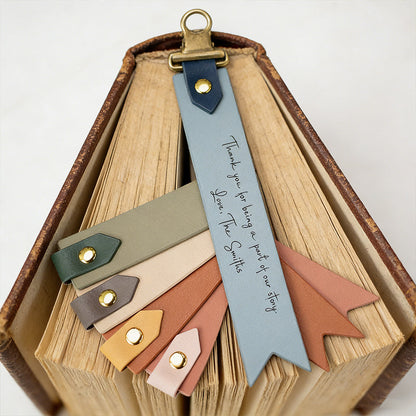Engraved leather bookmark w/ loop