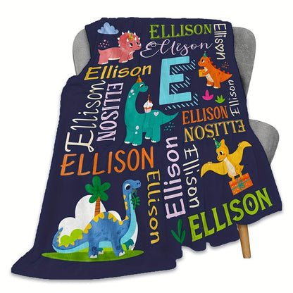 Custom Dinosaur-Themed Personalized Name Blanket
