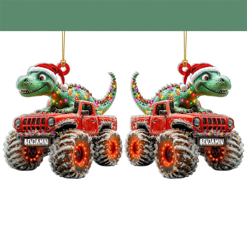 Custom Dinosaur Christmas Ornament, Monster Truck Ornament
