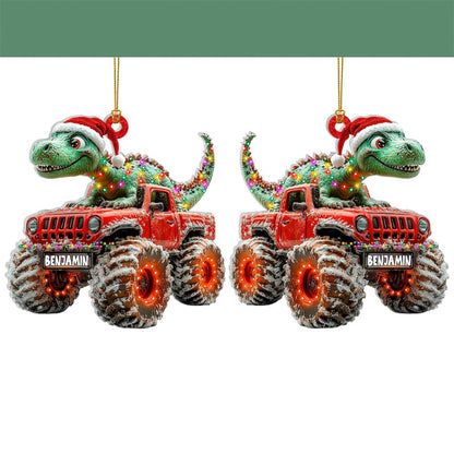 Custom Dinosaur Christmas Ornament, Monster Truck Ornament
