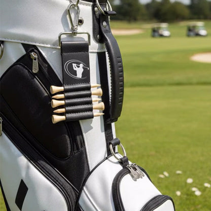 Engraved Leather Golf Bag Tag, Personalized Golf Tee Holder