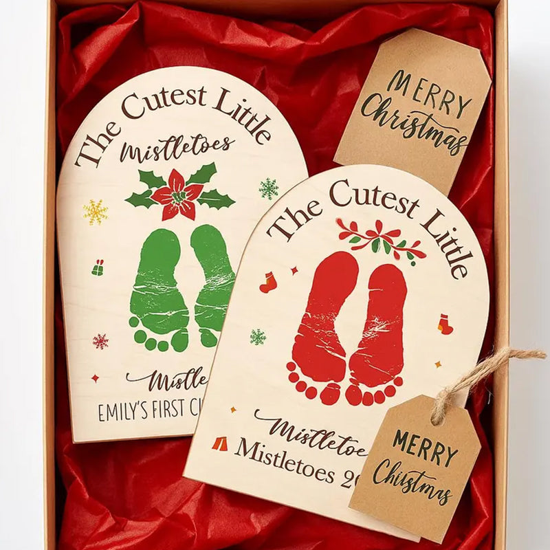 Personalized Baby Footprint Christmas Plaque