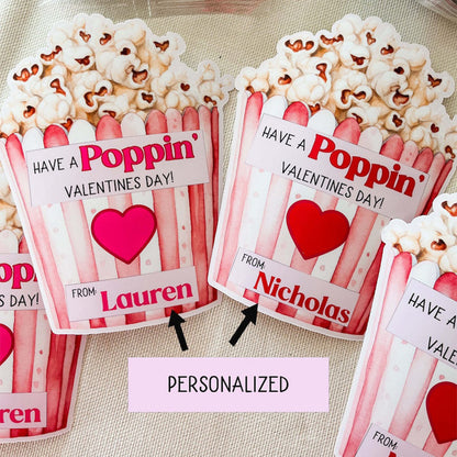 Valentine popcorn stickers,Valentine's Day stickers sets of 6