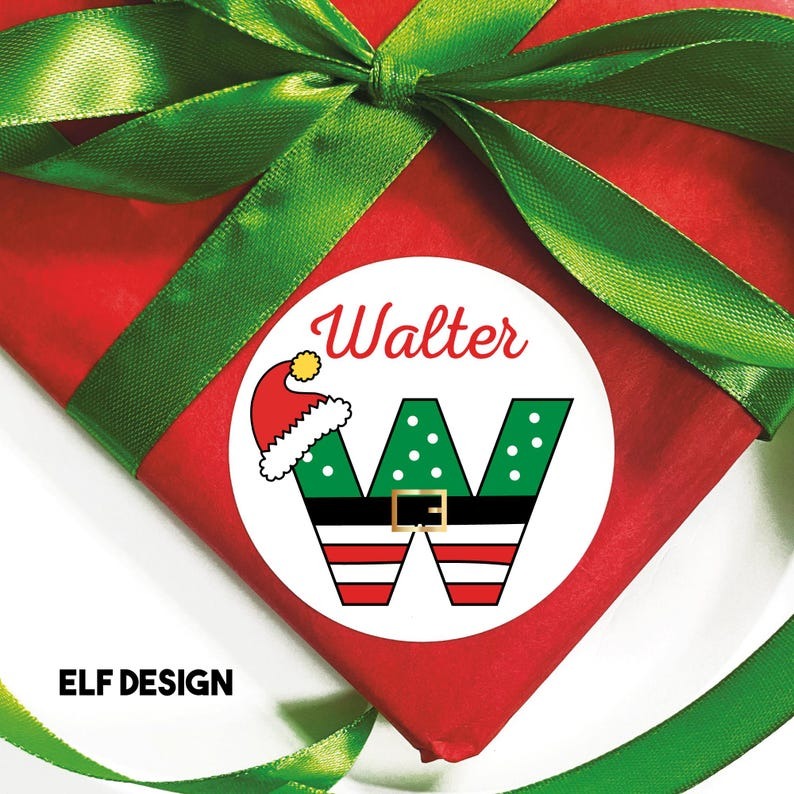 Personalized Christmas Name Tags, Kids Xmas Lights Gift Tags