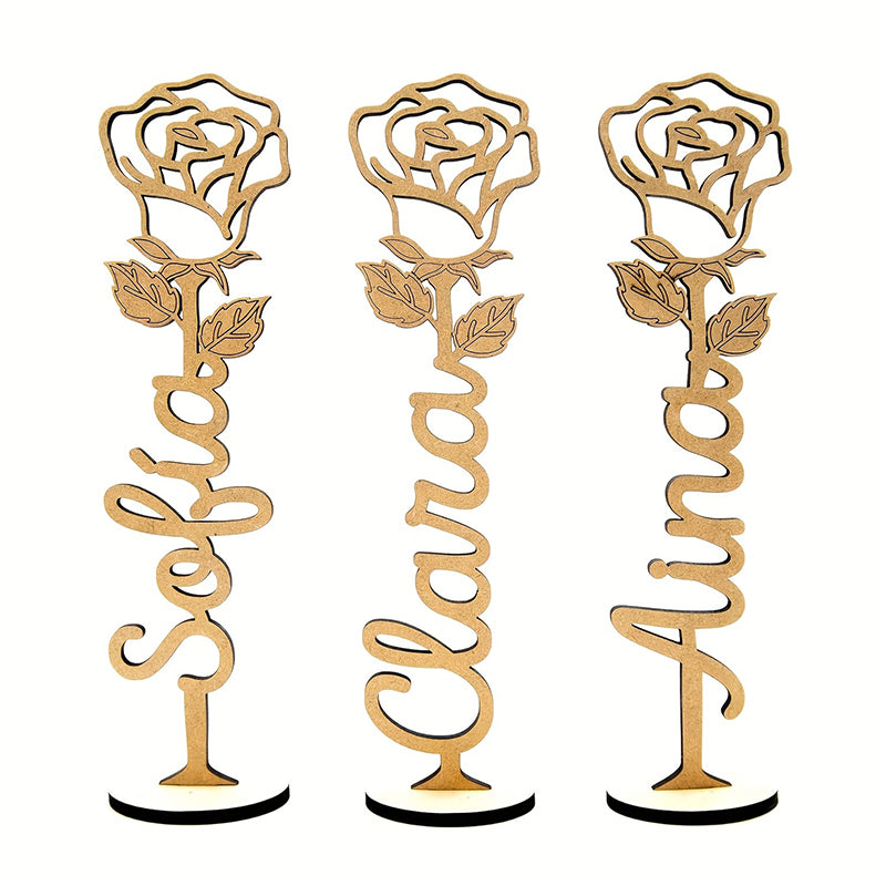 Personalized Wooden Rose Tabletop Decor