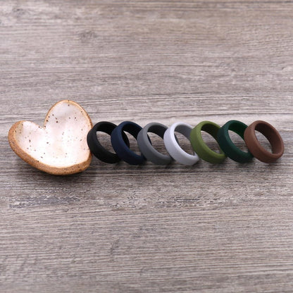 PERSONALIZED - 8MM Beveled Edge Silicone Ring