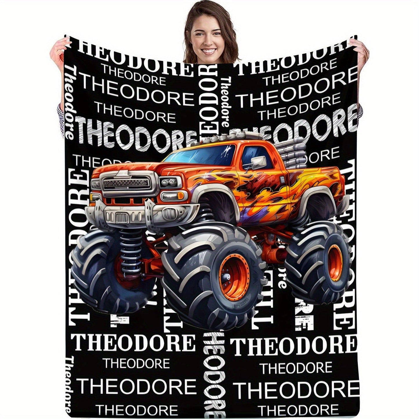 Customizable Monster Truck Flannel Blanket