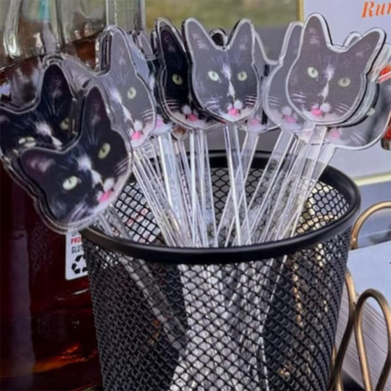 Printed Face Stir Stick, Acrylic Cocktail Sticks