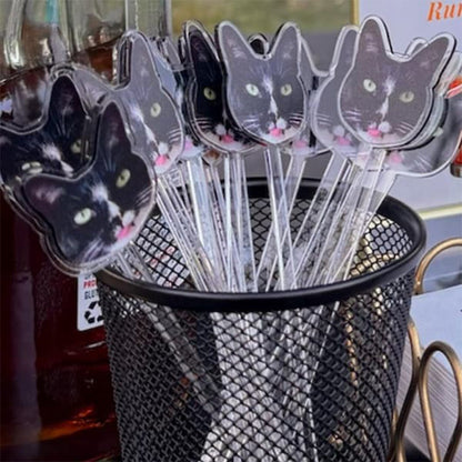 Printed Face Stir Stick, Acrylic Cocktail Sticks