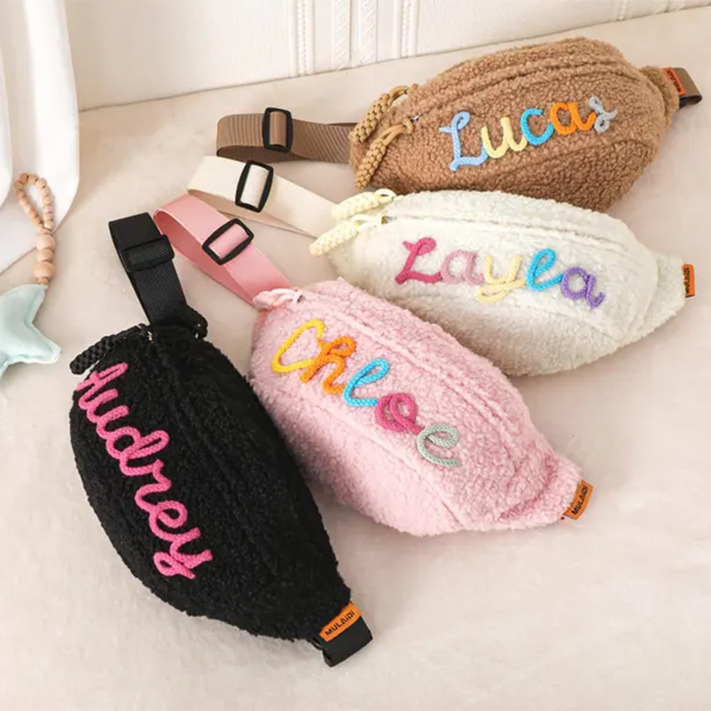 Personalized Plush Waist bag,Kids Crossbody Bag,Custom Crochet Name