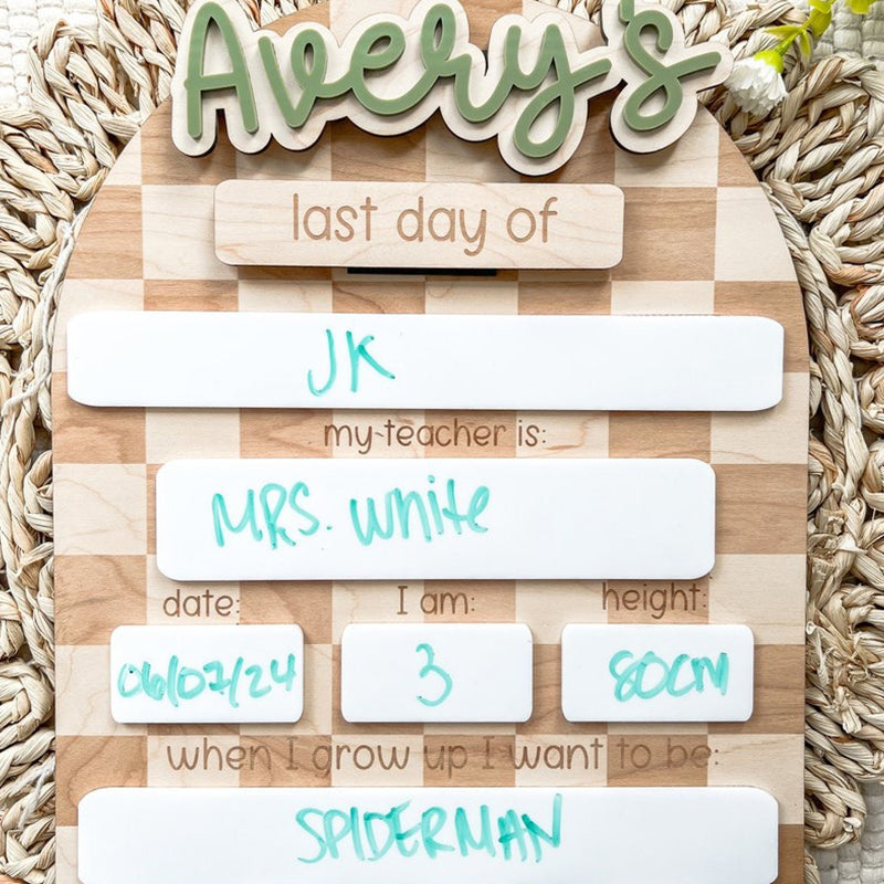 Personalized First Day of School Board, Back to School Sign