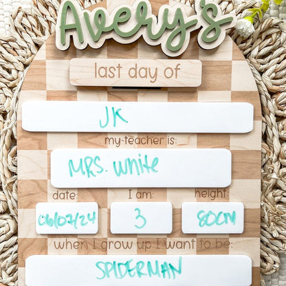 Personalized First Day of School Board, Back to School Sign