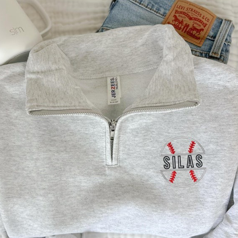 Custom Embroidered Baseball Quarter Zip - Personalized Name