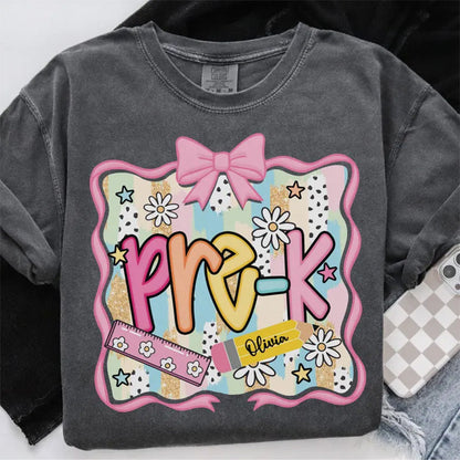 Preppy Pre-K Shirt Back To School Shirt, Personalized Hello Pre-k Tee
