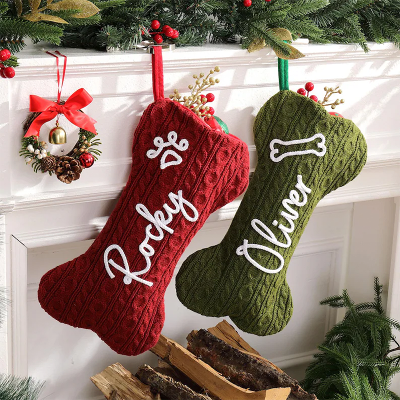 Personalized Christmas Stockings, Dog Bone Stockings