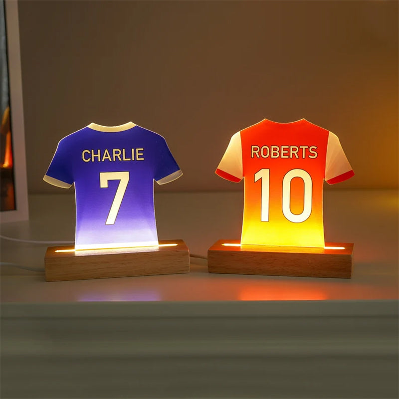 Personalised LED Football Shirt Lamp, Football Night Light Gift