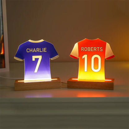 Personalised LED Football Shirt Lamp, Football Night Light Gift