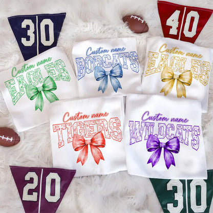 Custom Mascot Toile Floral Shirt, Football Bow Coquette Shirt