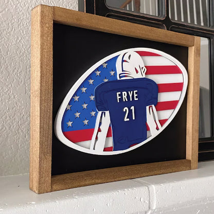 Personalized Football Gift, Framed Football sign, 3D FootballPlaque