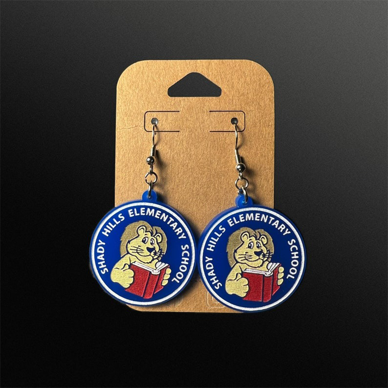 Custom School Mascot/Logo Laser Cut Painted Dangle Earrings