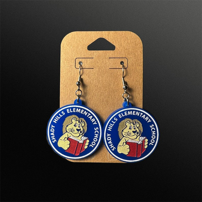 Custom School Mascot/Logo Laser Cut Painted Dangle Earrings