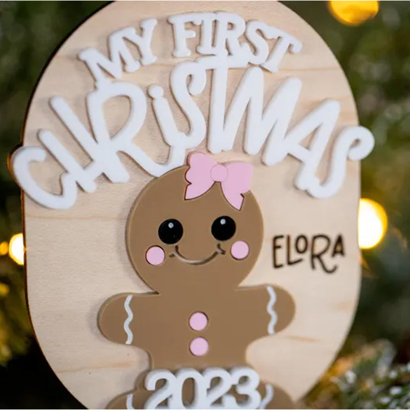 Baby’s First Christmas Ornament 2025, Personalized Gingerbread Ornament