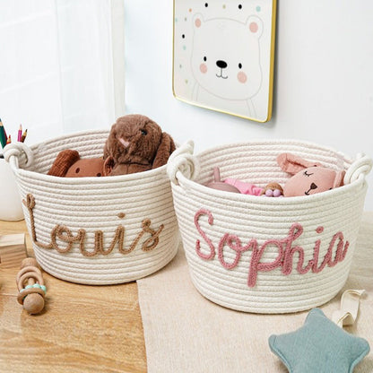 Personalized Baby Basket | Rope Cotton Baby Gift Basket