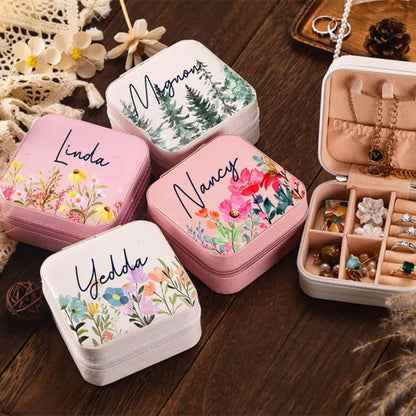 Travel Jewelry Box with Name,Birthday Christmas Gift for Women