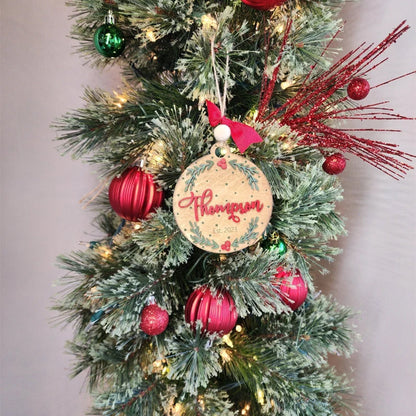 Personalized Farmhouse Family Name Christmas Ornament