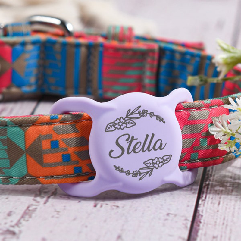 Pet AirTag Collar Holder,Slide on Dog Name Tag,Custom AirTag Cat Collar